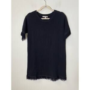 Joy Joy Black Fringed Ribbed Sheath Mini Dress Sz M/L